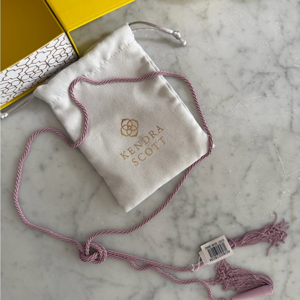 Kendra Scott Dusty Pink Tassel Lariat Necklace - Picture 2 of 3